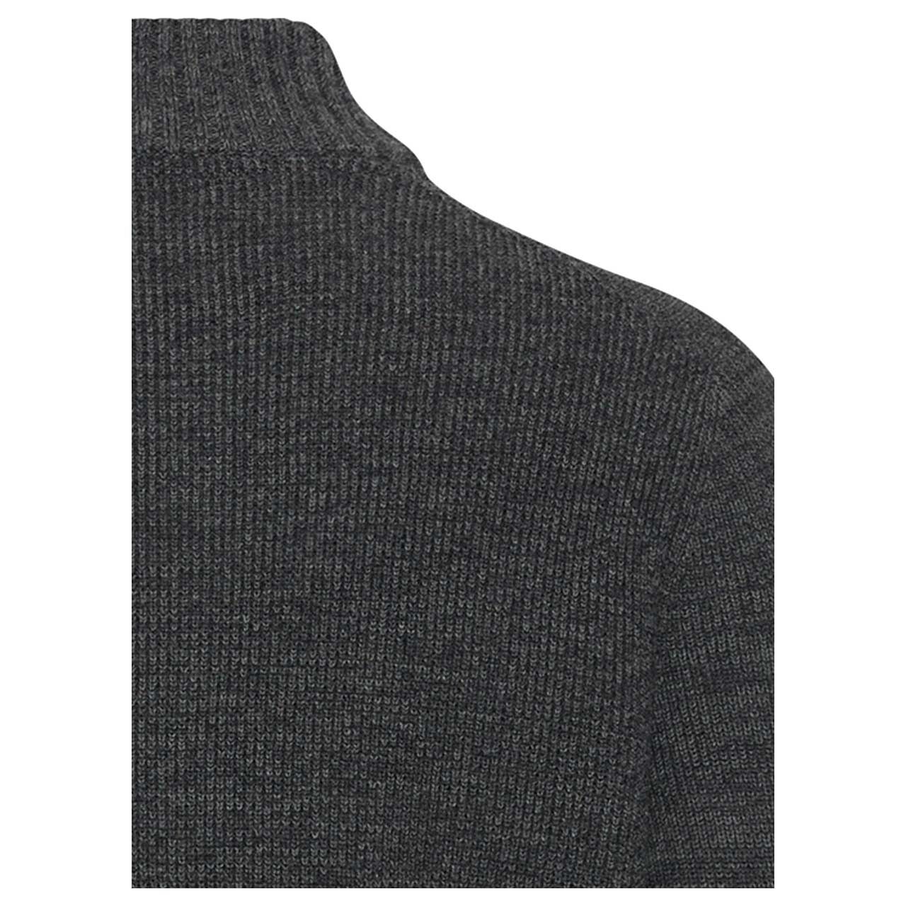 Herren Pullover Troyer von Camel active in der Farbe Dunkelgrau meliert, detaillierte Rückansicht Kragen