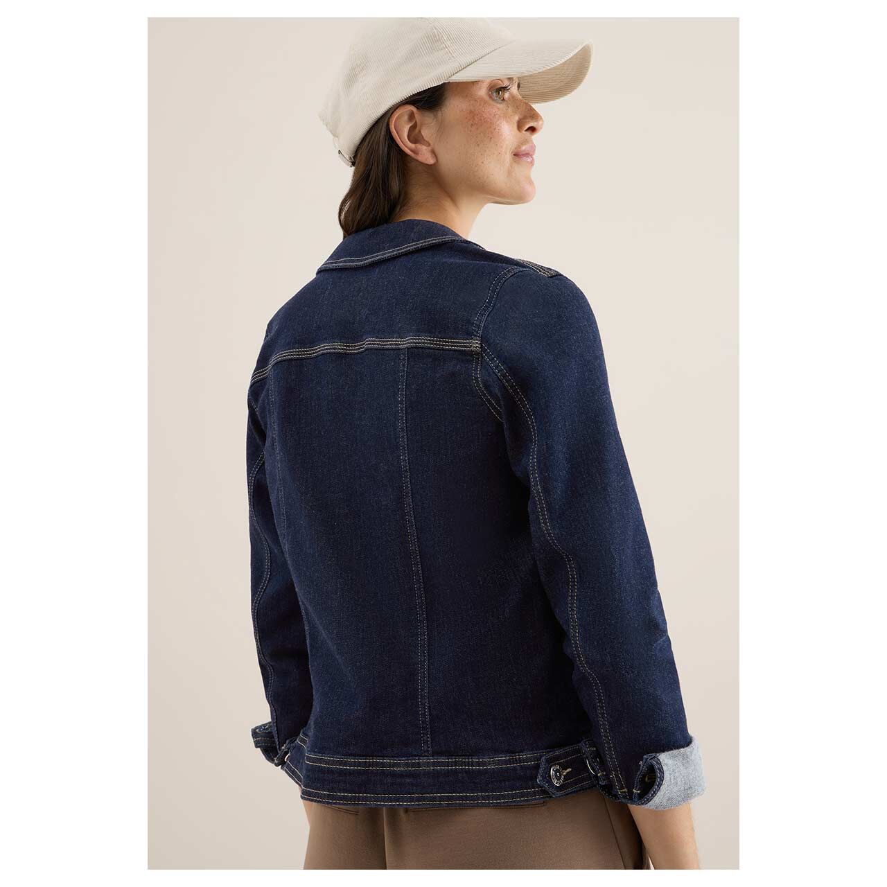 Damen Jeansjacke von Cecil in Dunkelblau, Rückansicht am Model