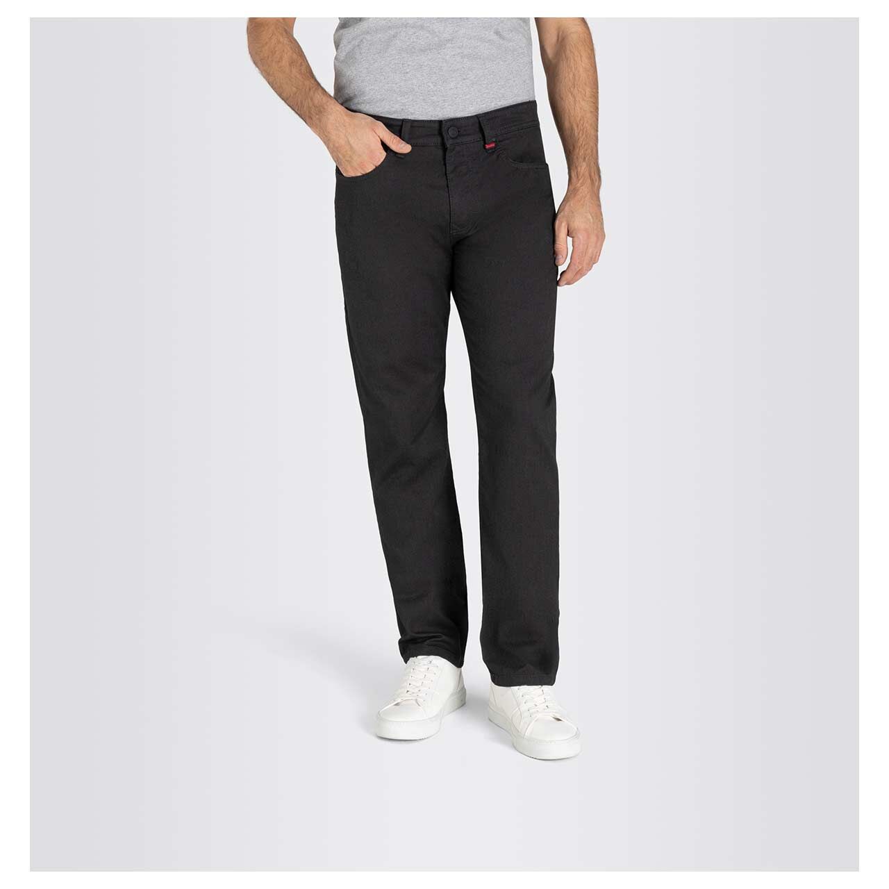 Stretch Herren Hose Arne von MAC in Dunkelgrau mit Print, Vorderansicht