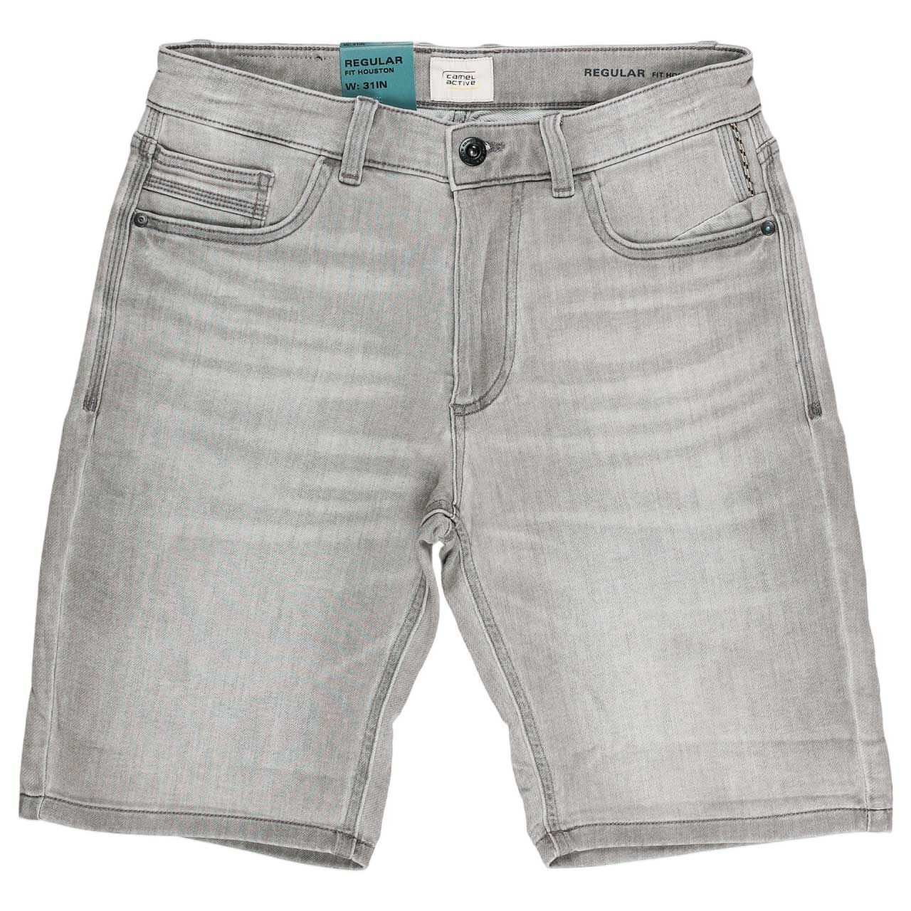 Herren Jeans Houston fleXXX Bermuda von Camel active in Grau angewaschen, Vorderansicht