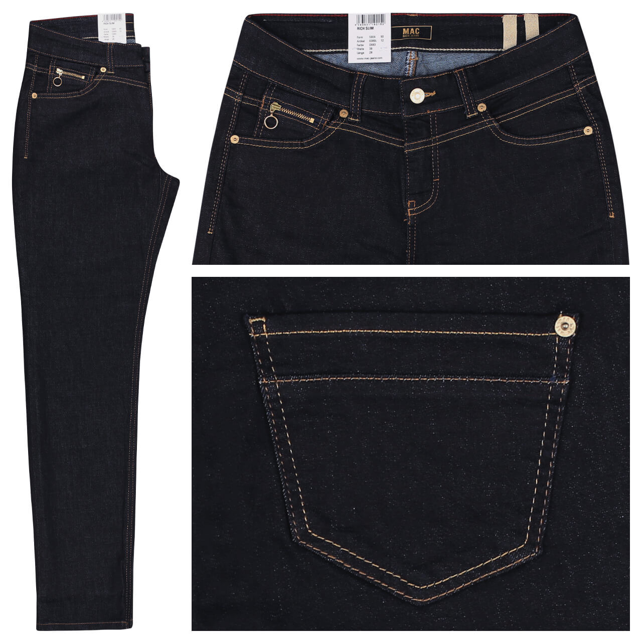 MAC Jeans Rich Slim 7/8 für Damen in Dunkelblau, FarbNr.: D683