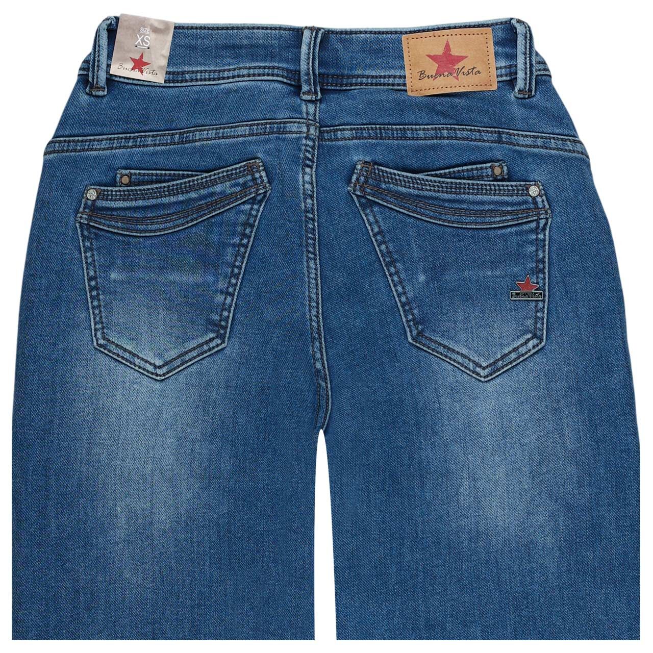 Damenjeans Malibu 7/8 Relaxed Soft Warming von Buena Vista in Blau verwaschen, detaillierte Rückansicht