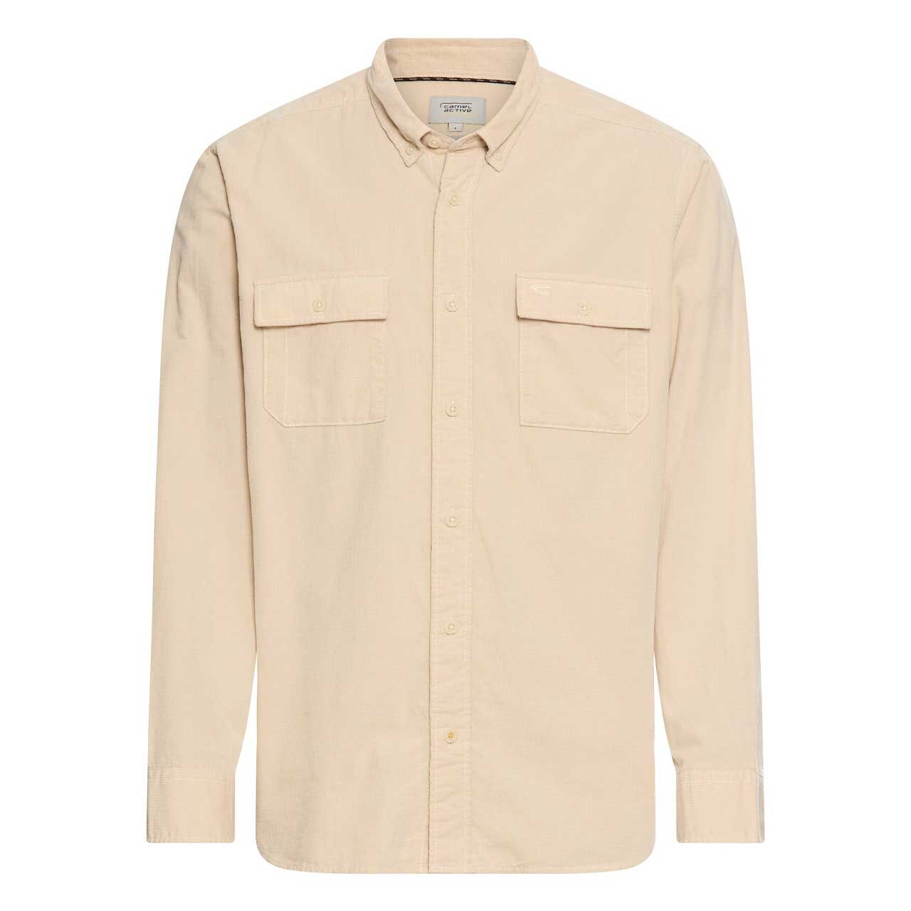 Camel active Herren Langarm Cord Hemd oatmeal