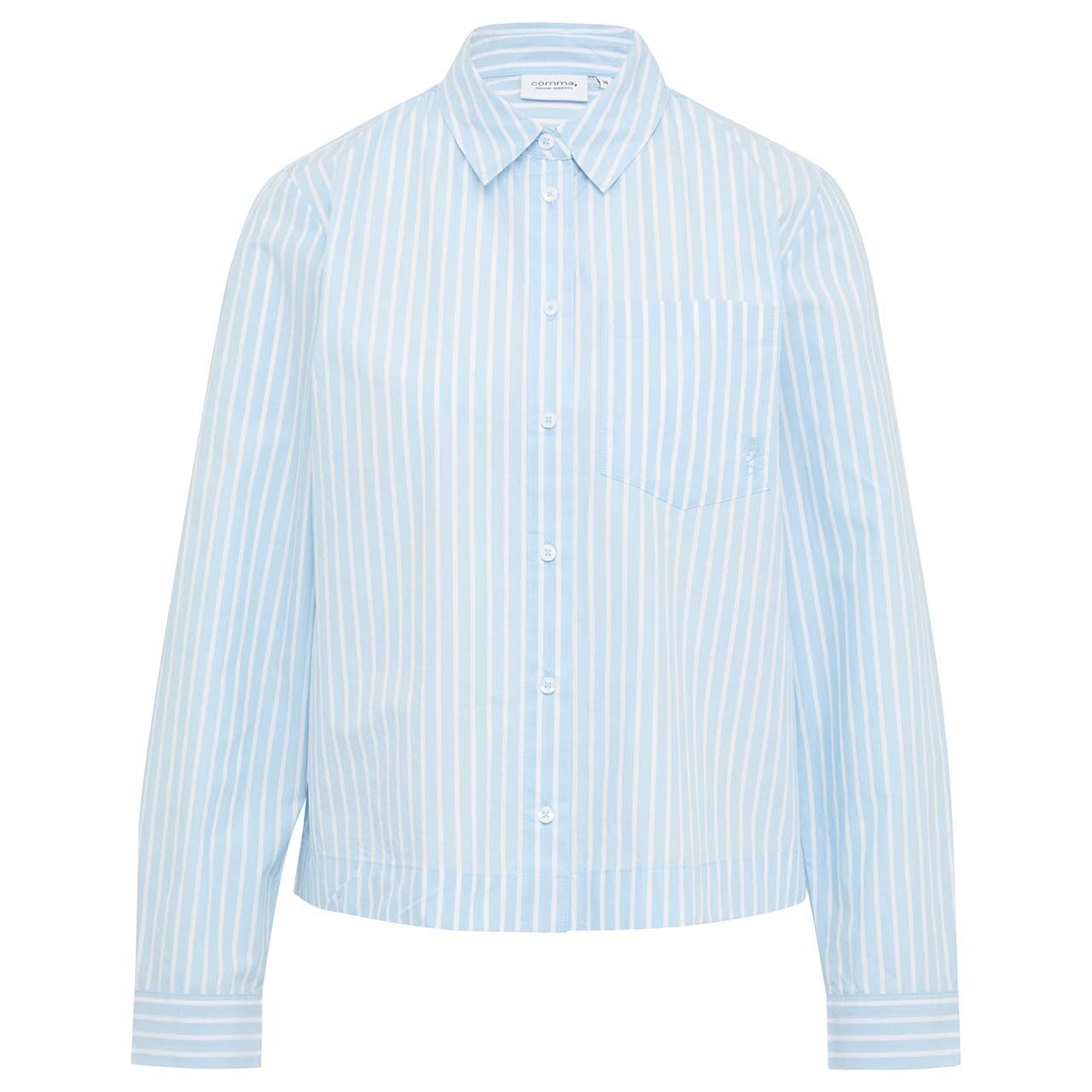 Comma Damen Langarm Bluse light blue stripes