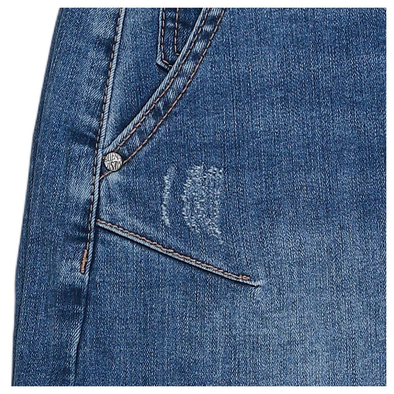 Damenjeans Barrel-X 7/8 Stretch Denim von Buena Vista in Blau verwaschen mit Destroyed-Effekten, Detailansicht Destroyed-Effekt