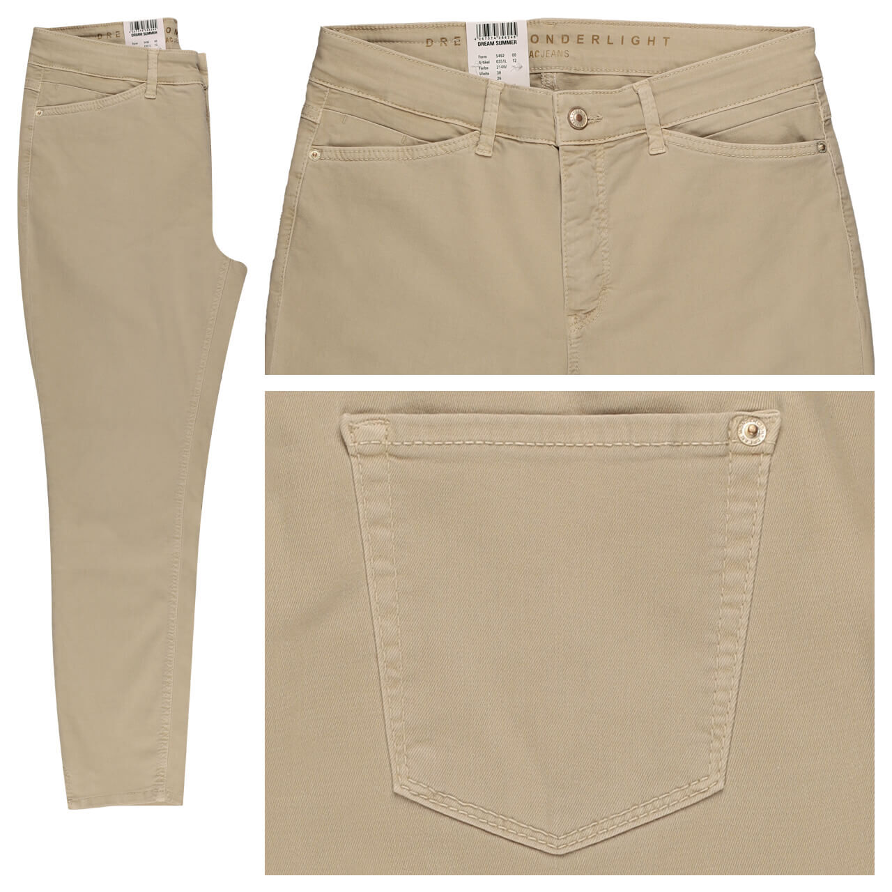 MAC Dream Summer 7/8 Baumwollhose smoothly beige wonderlight MAC Dream Summer 7/8 Baumwollhose smoothly beige wonderlight