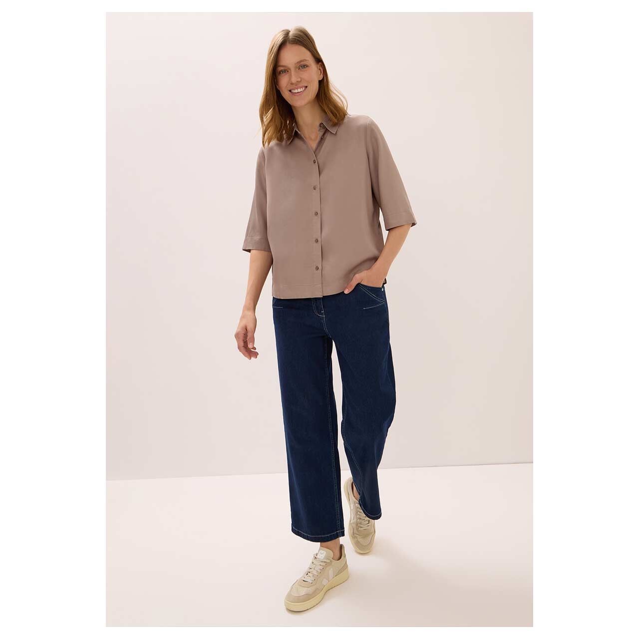 Damen 3/4 Arm Bluse Lyocell von Cecil in Braun, Ganzkörperansicht