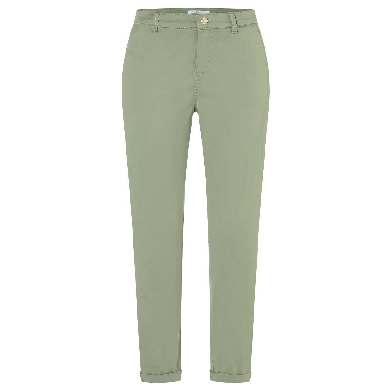 Stretch Damen 7/8 Baumwollhose Chino von MAC in Rosmaringrün, Vorderansicht