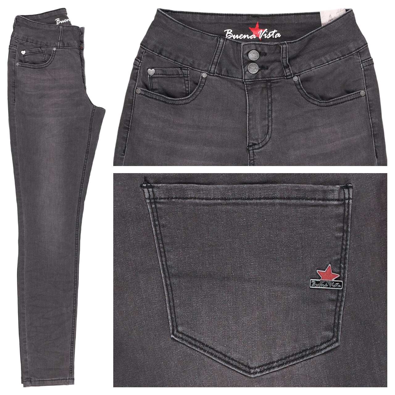 Buena Vista Tummyless Cropped Cozy Denim Ankle Jeans grey black