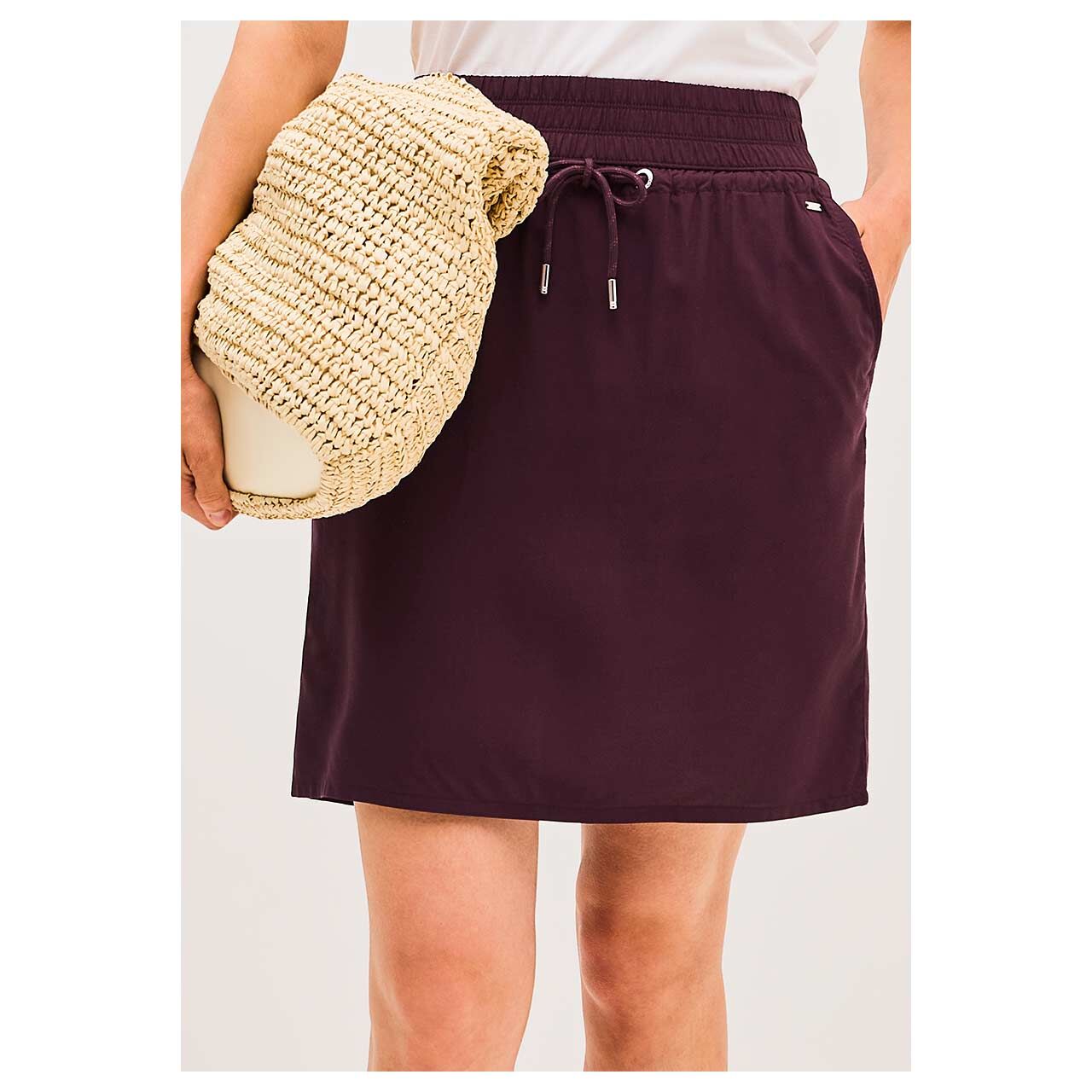 Damen Rock Chelsea Flatter Skirt von Cecil in Burgunderrot, Detailansicht Modell
