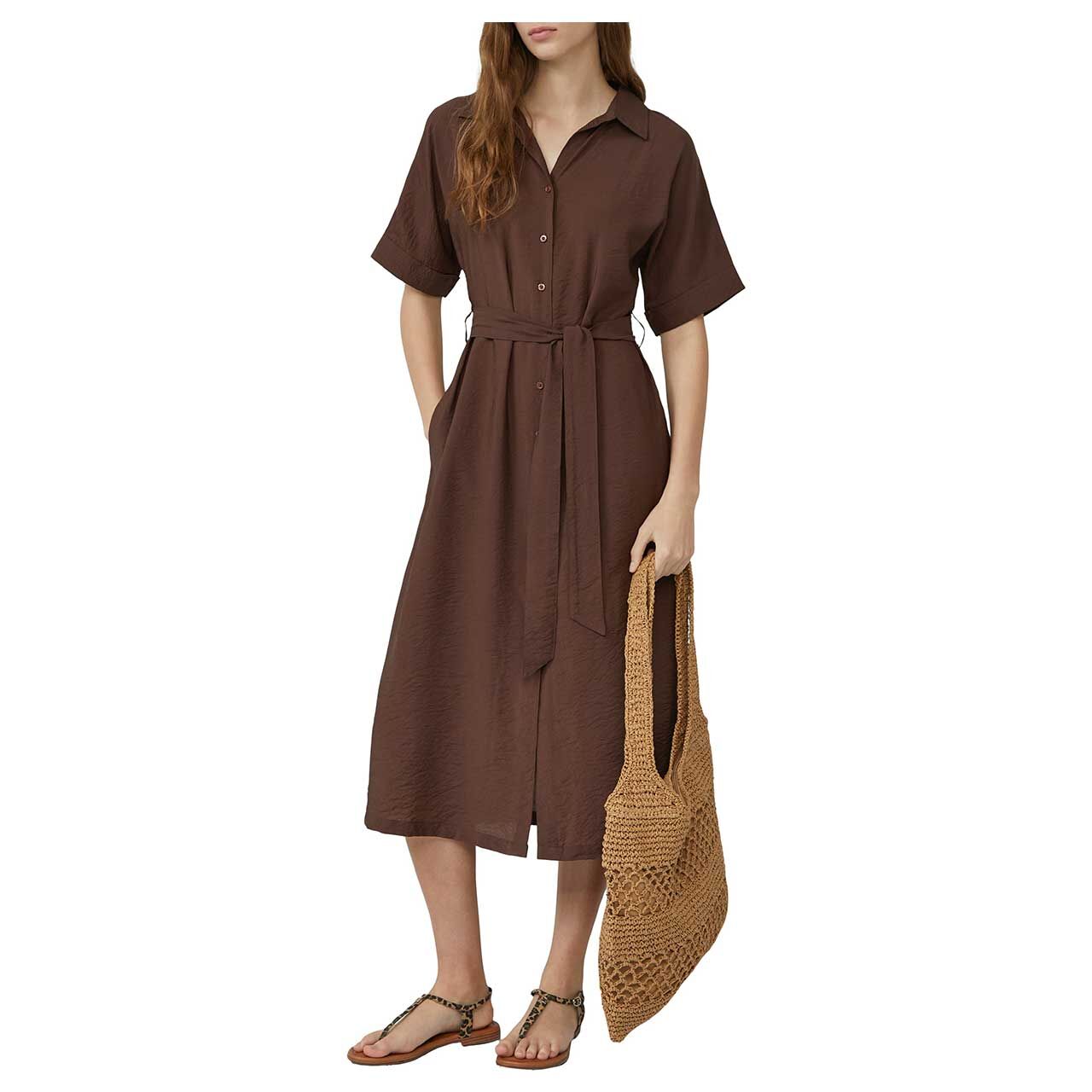 Damen Kurzarm Kleid von s.Oliver in Braun, Vorderansicht am Modell gestylt