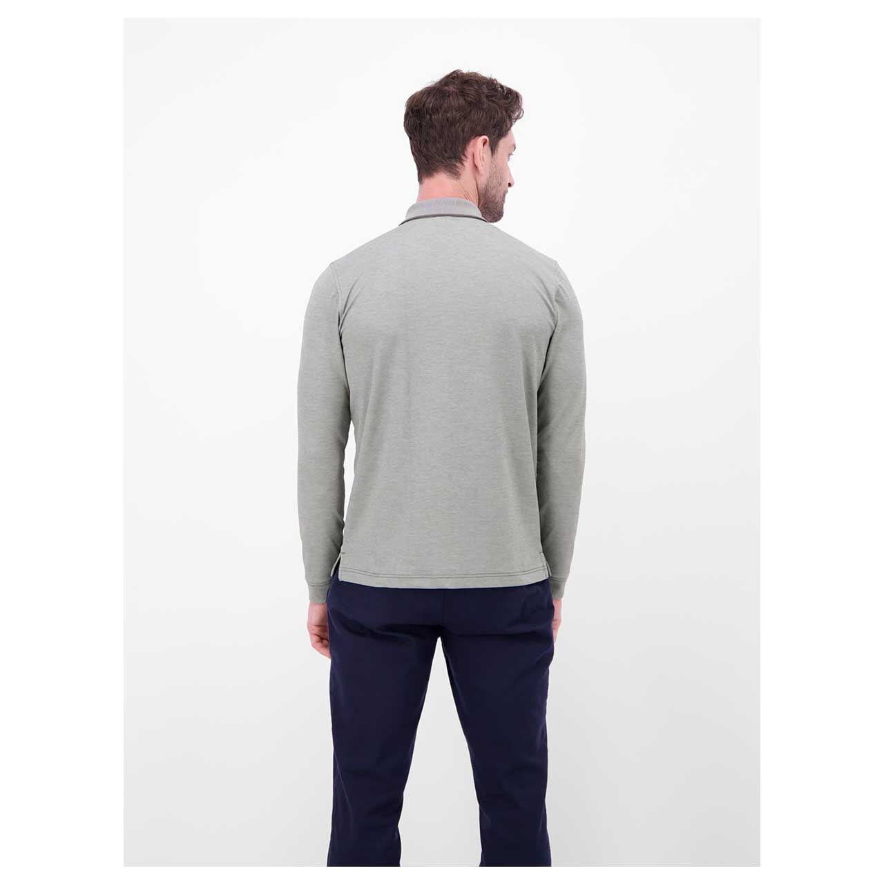 Herren Polo Langarm Shirt von Lerros in Grau, Rückansicht am Model