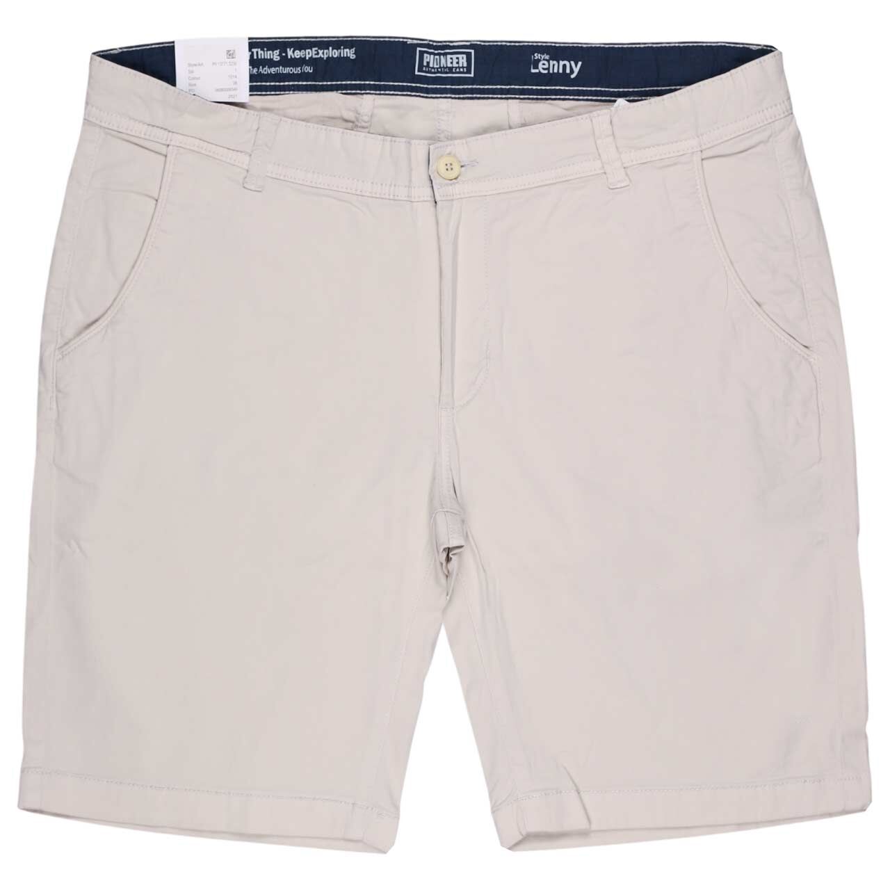 Stretch Herren Chino Baumwoll Bermuda Lenny in Beige von Pioneer, Vorderansicht