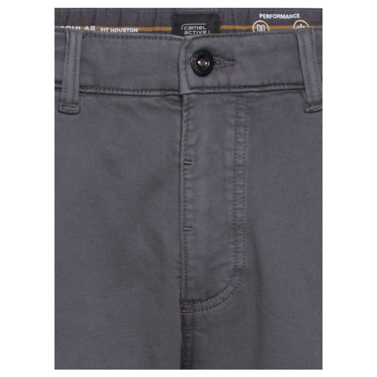 Herren Chino Baumwollhose Houston fleXXX von Camel active in Dunkelgrau, detaillierte Vorderansicht