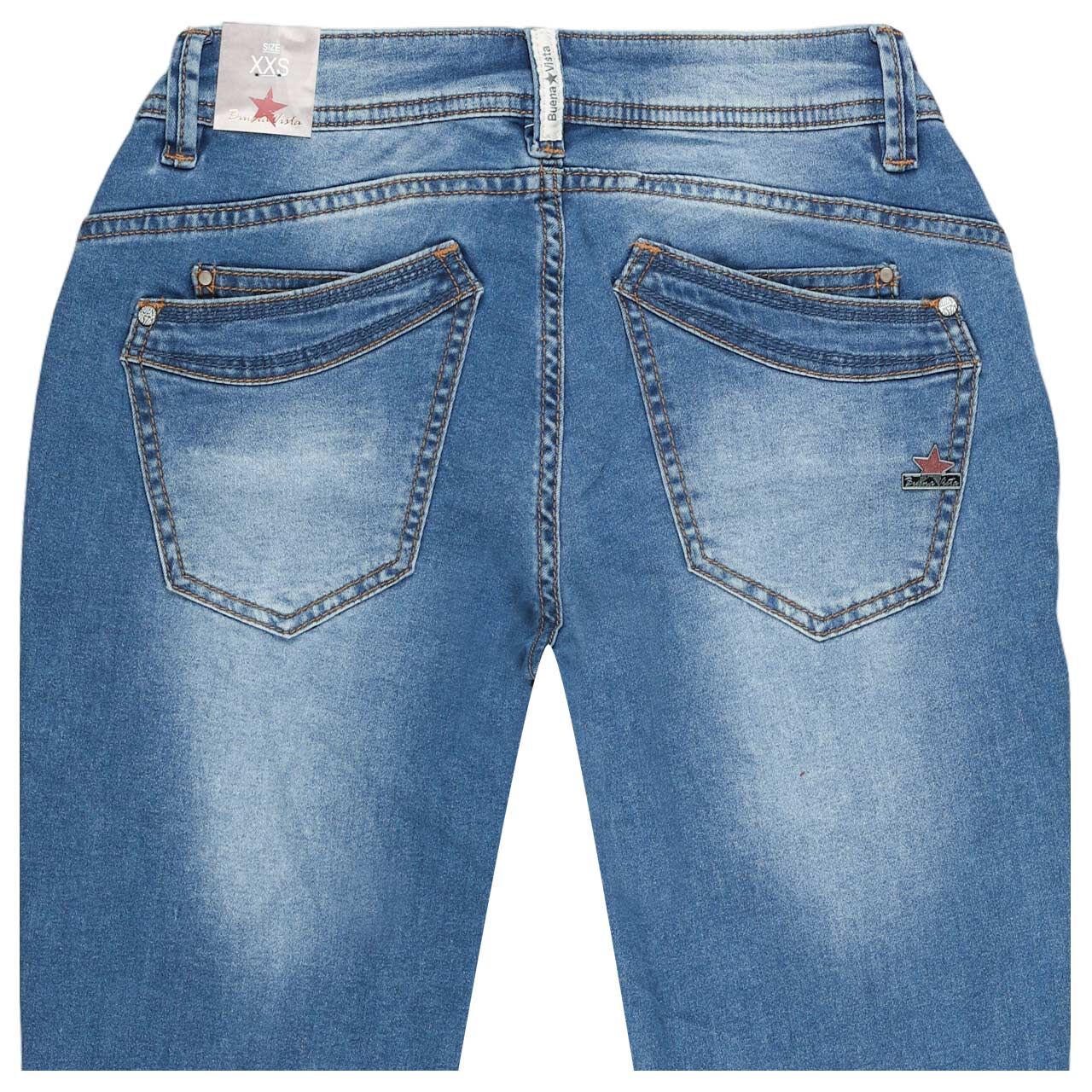 Stretch Damenjeans Malibu 7/8 Cozy Denim von Buena Vista in Blau verwaschen, detaillierte Rückansicht