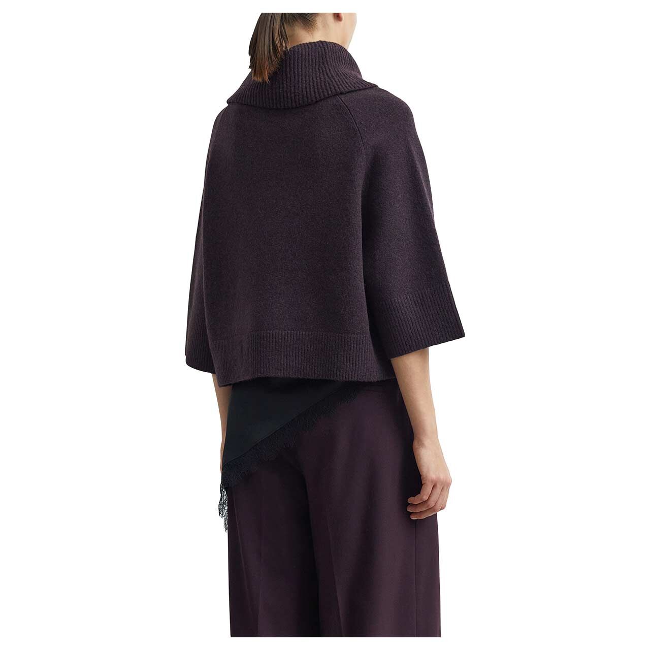 Damen 3/4 Arm Rollkragen Pullover von Comma in Lila, Rückansicht am Model