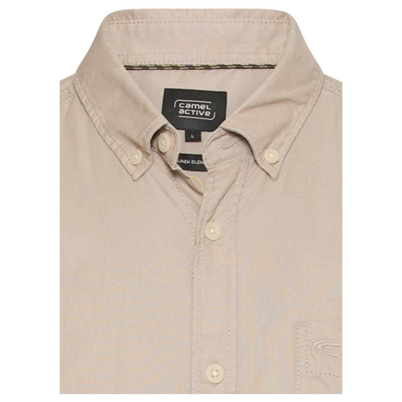 Herren 1/2 Arm Hemd von Camel active in Beige, detaillierte Vorderansicht