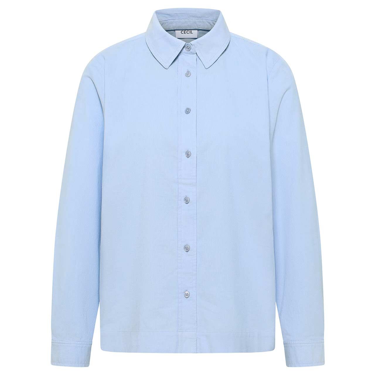 Cecil Damen Langarm Cord Bluse Solid Corduroy light sky blue