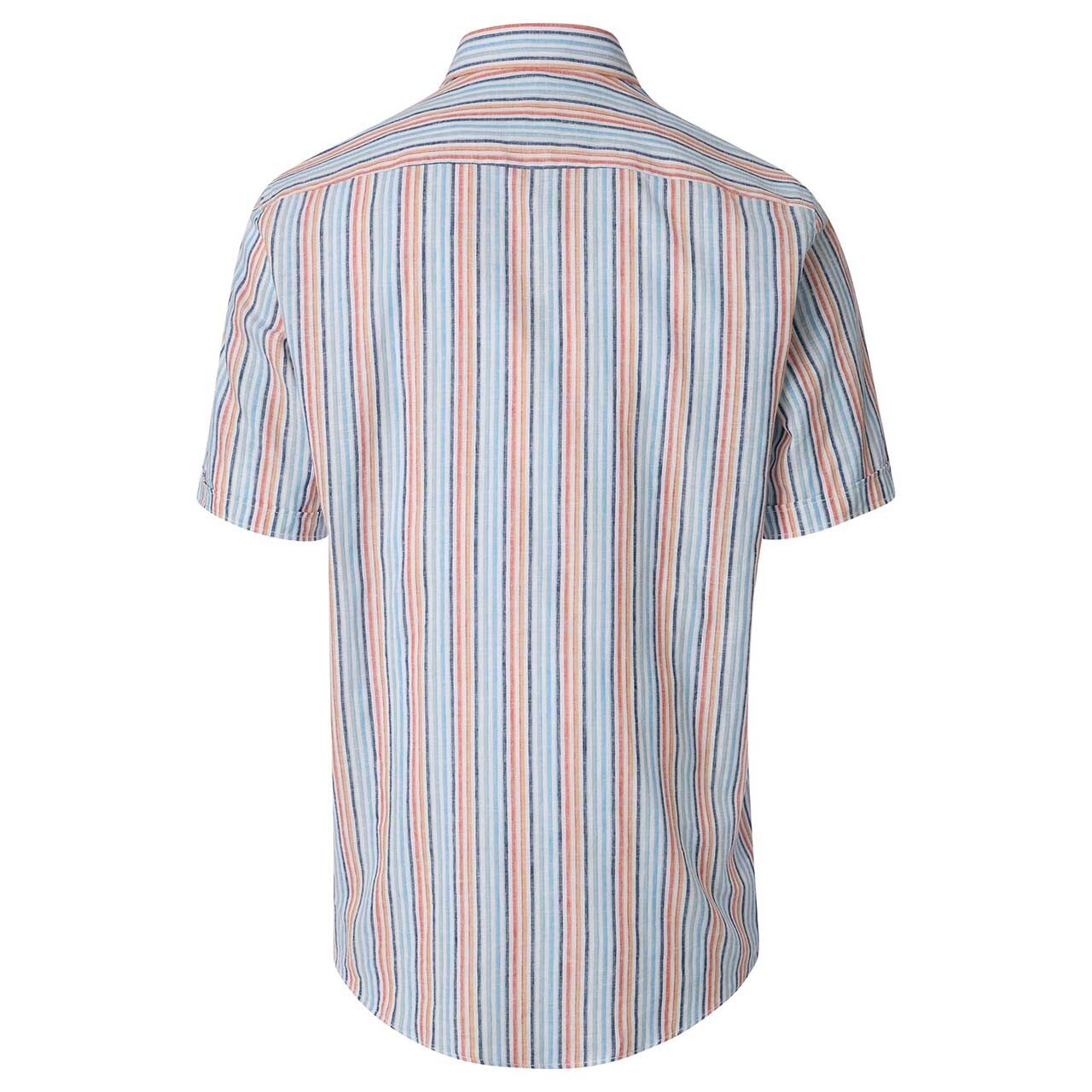 Herren Kurzarm Hemd von Casa Moda in Türkis gestreift, Rückansicht