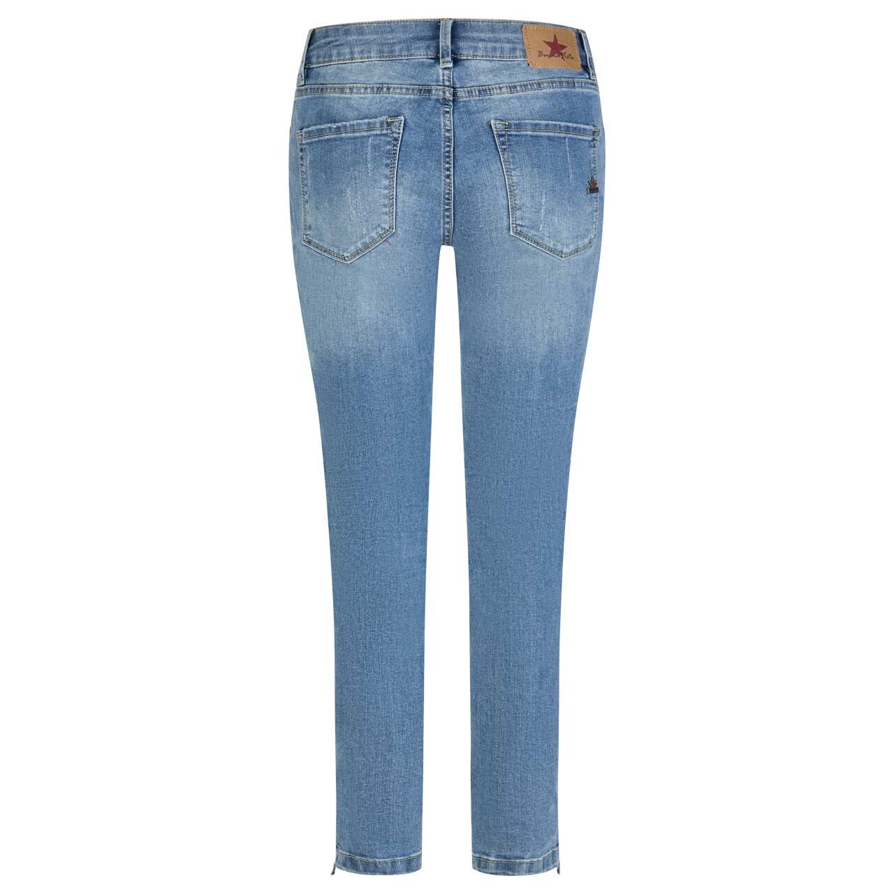Damenjeans Italy V 7/8 Stretch Denim von Buena Vista in Hellblau verwaschen mit Used-Effekten, Rückansicht