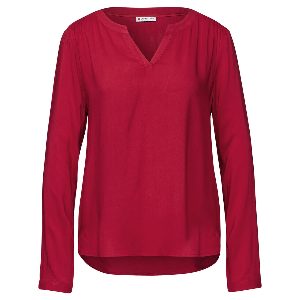 Street One Damen Langarm Bluse New Bamika intense red