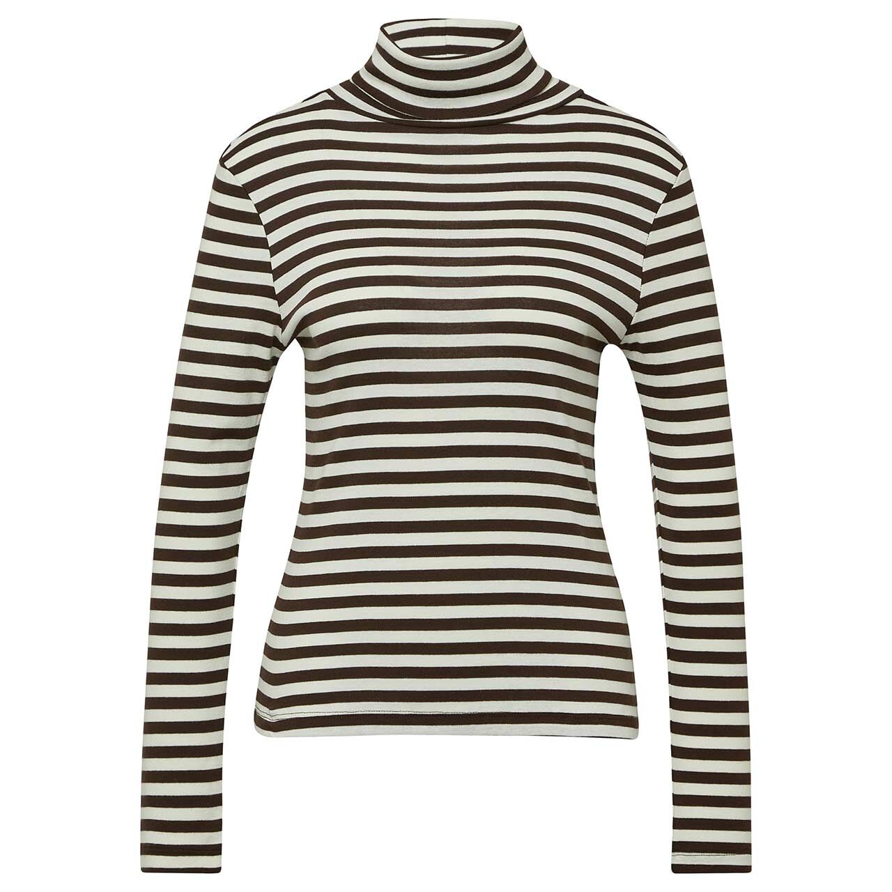 s.Oliver Damen Rollkragen Langarm Shirt coffee brown stripes