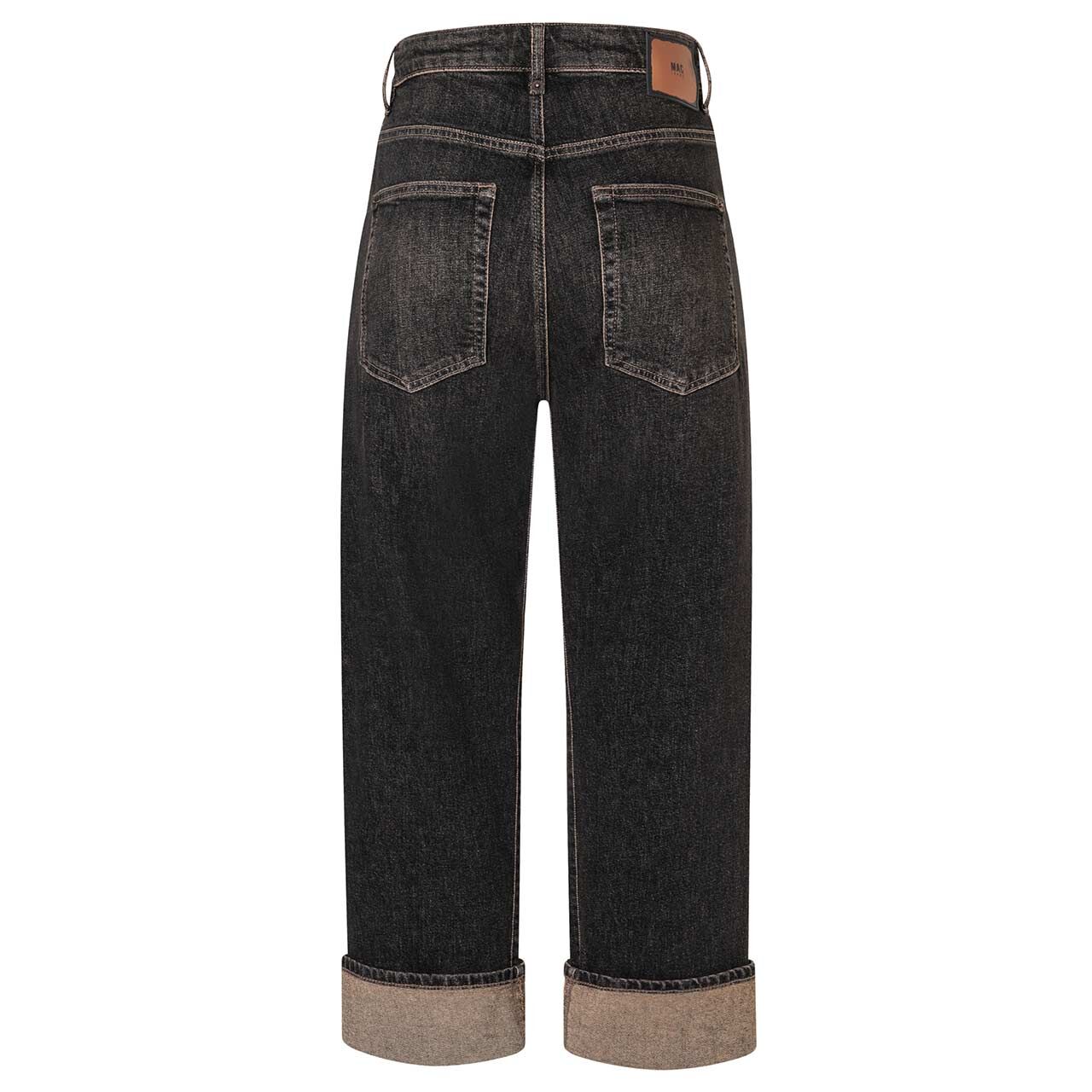 Damen Ankle Jeans Baggy von MAC in Schwarz-Braun verwaschen, Rückansicht
