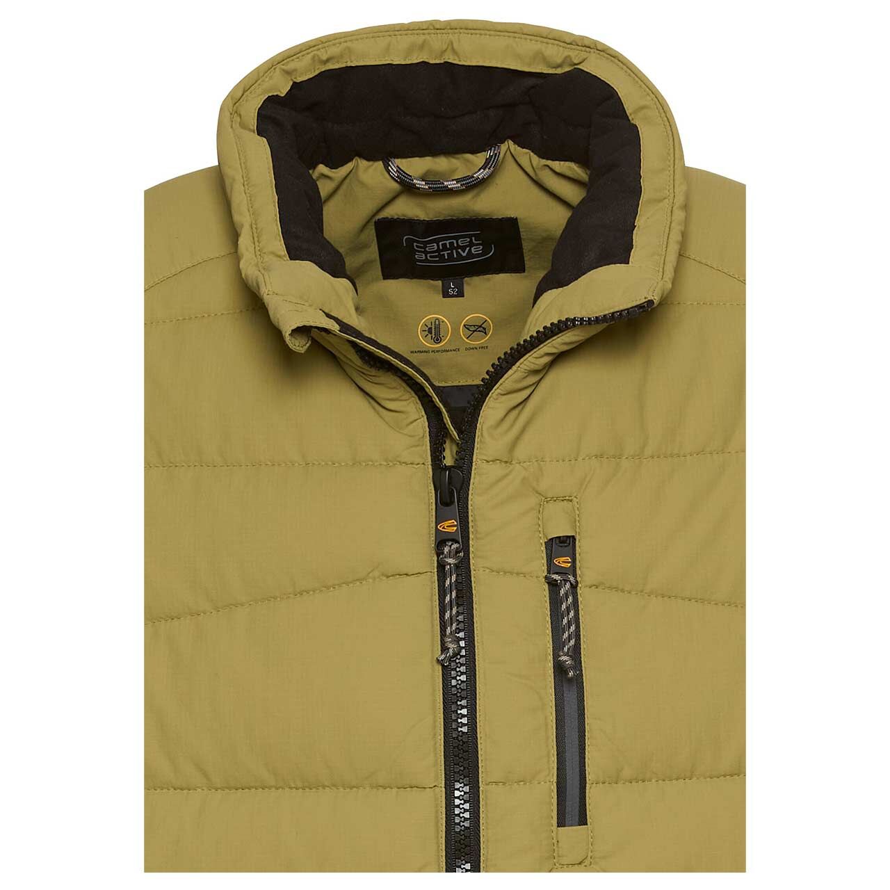 Herren Weste Quilted Vest von Camel active in Grün, detaillierte Vorderansicht