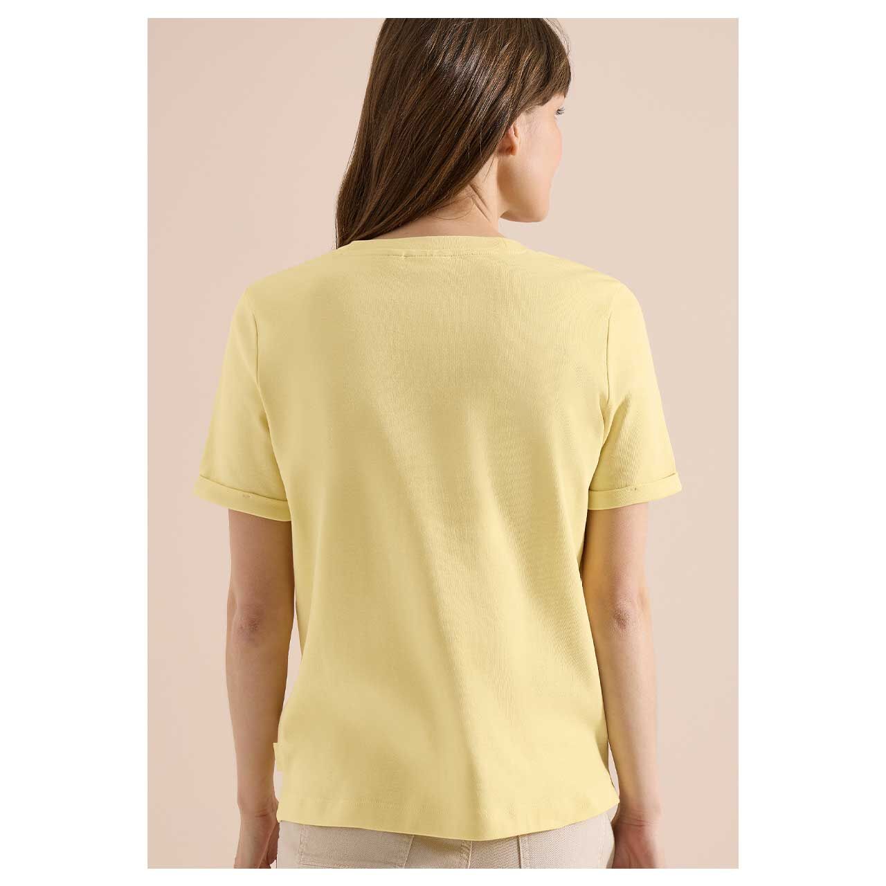 Damen T-Shirt Be Kind von Cecil in Gelb, Rückansicht am Model