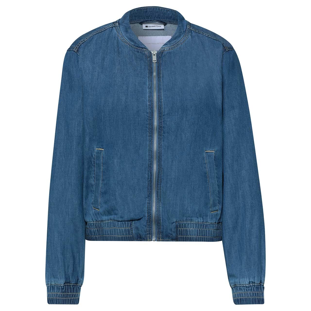 Street One Damen Jeansjacke Bomber Jacket medium blue washed