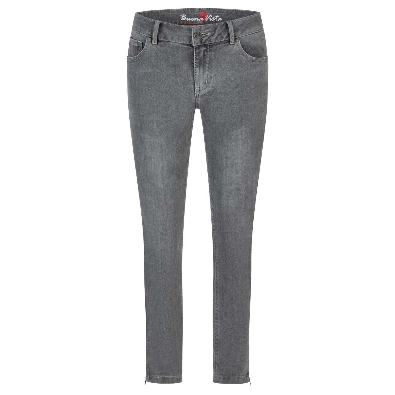 Damenjeans Italy V 7/8 Stretch Denim von Buena Vista in Hellgrau angewaschen, Vorderansicht
