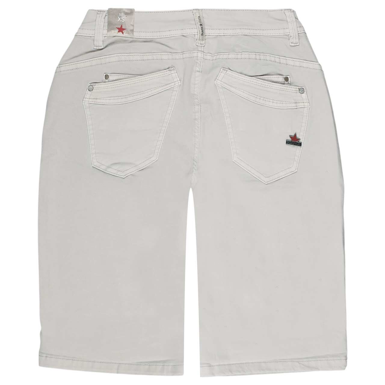 Damen Stretch Baumwollhose Malibu-Short Summer Twill von Buena Vista in Zartgrau, detaillierte Rückansicht