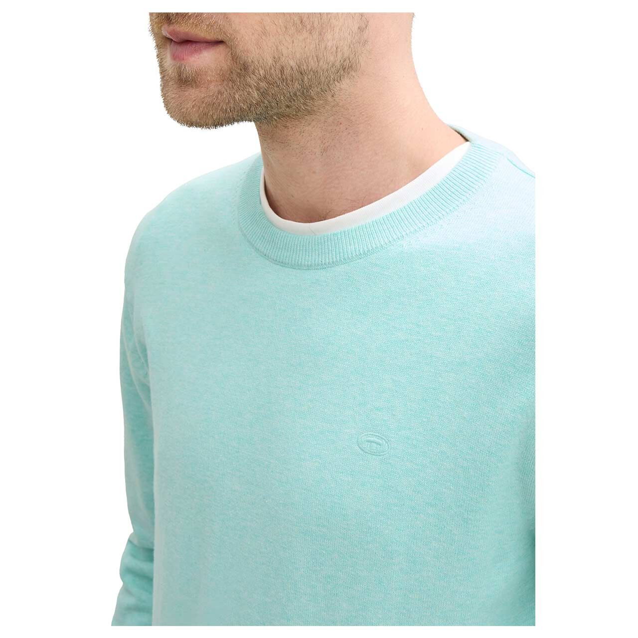 Tom Tailor Herren Pullover Basic Crewneck Knit soft mint green melange