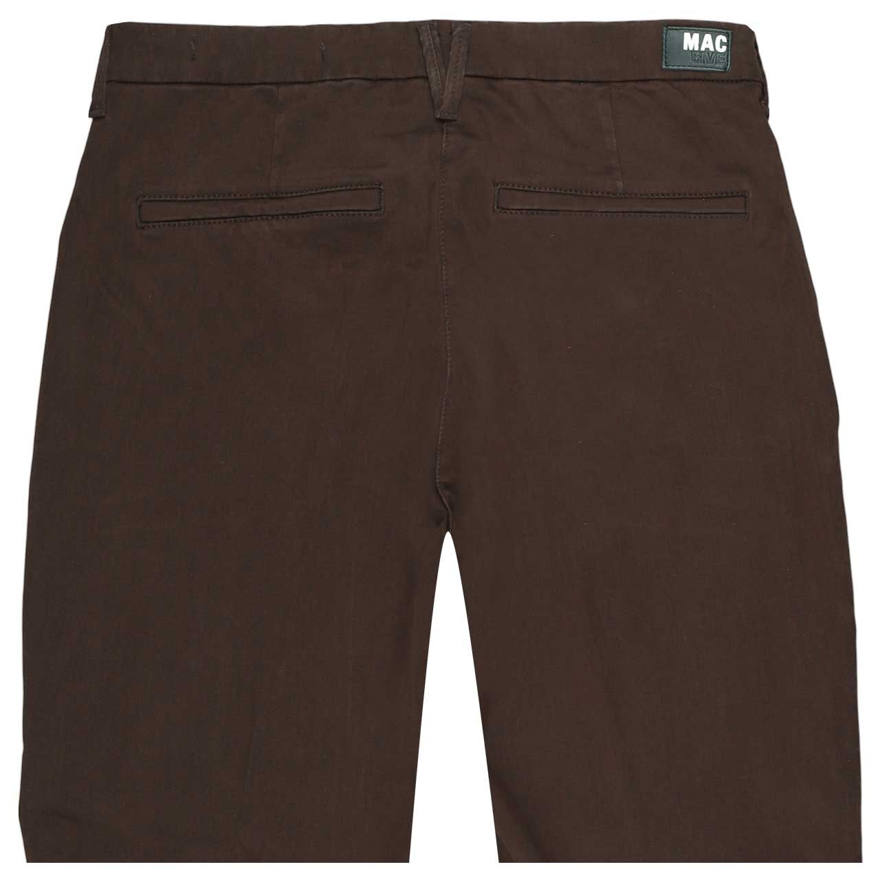 Damen 7/8 Baumwollhose Chino von MAC in Dunkelbraun, detaillierte Rückansicht