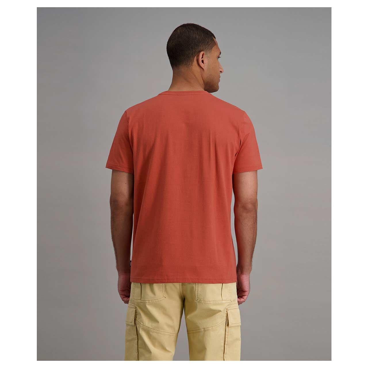 Pioneer Herren T-Shirt in Orange mit Print, Rückansicht am Model