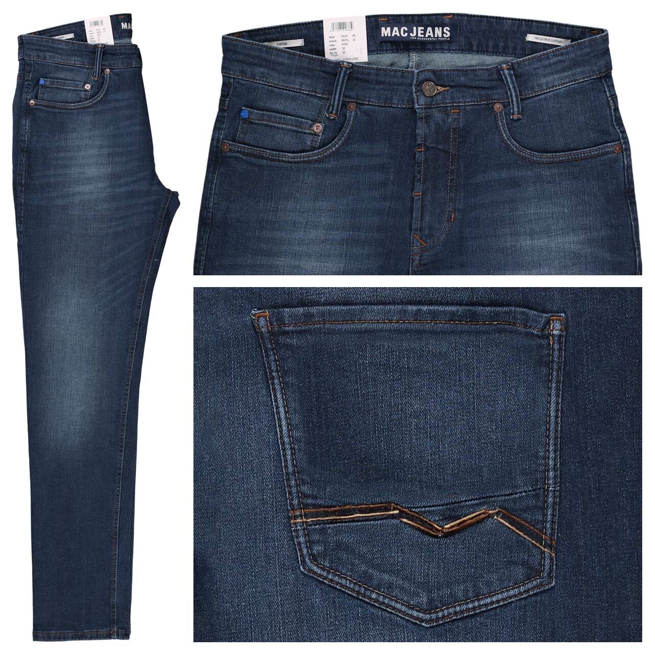 MAC Arne Pipe Jeans hemp dark blue wash