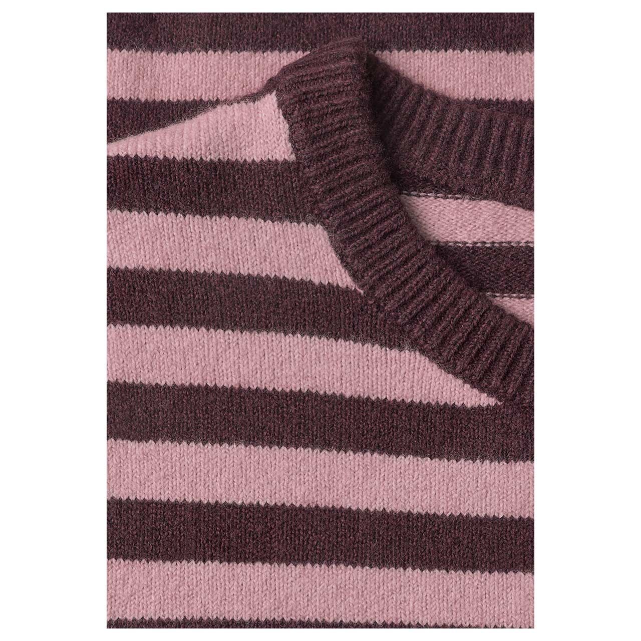 Street One Damen Kurzarm Pullover Cosy Sweater rustic rouge stripes