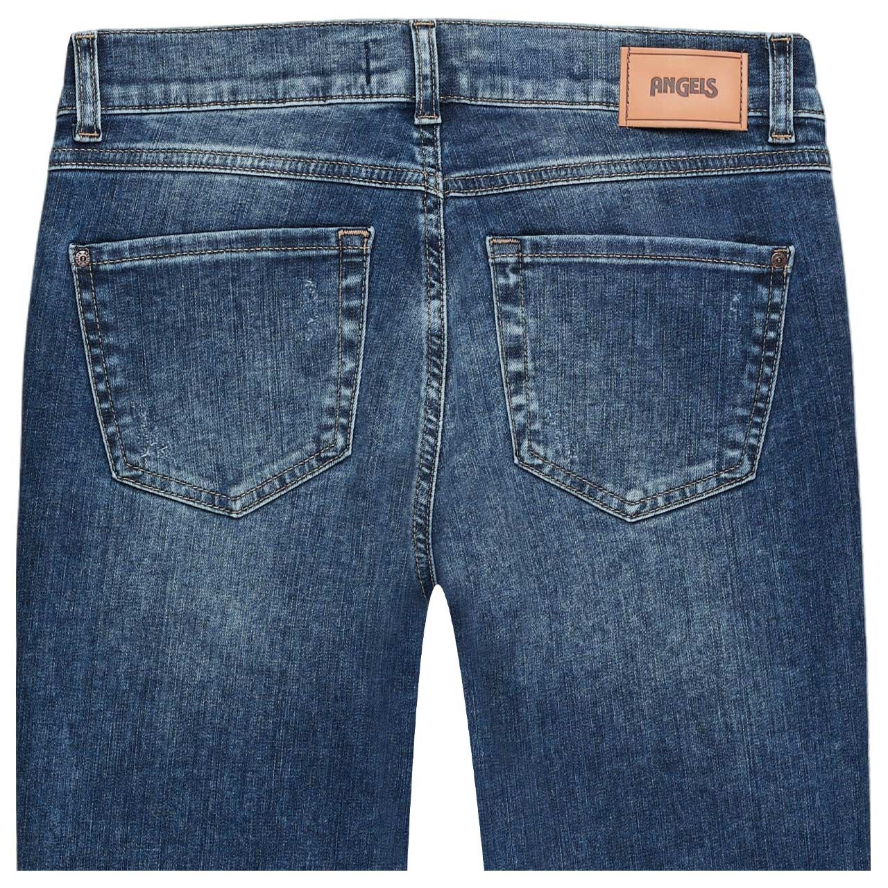 Damen 7/8 Jeans Cici Crop Font von Angels in Blau angewaschen mit Destroyed-Effekten, detaillierte Rückansicht