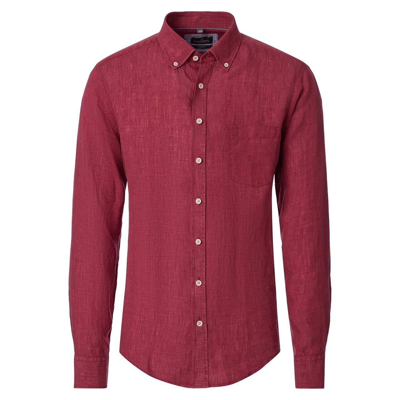 Casa Moda Herren Leinen Langarm Hemd wine red