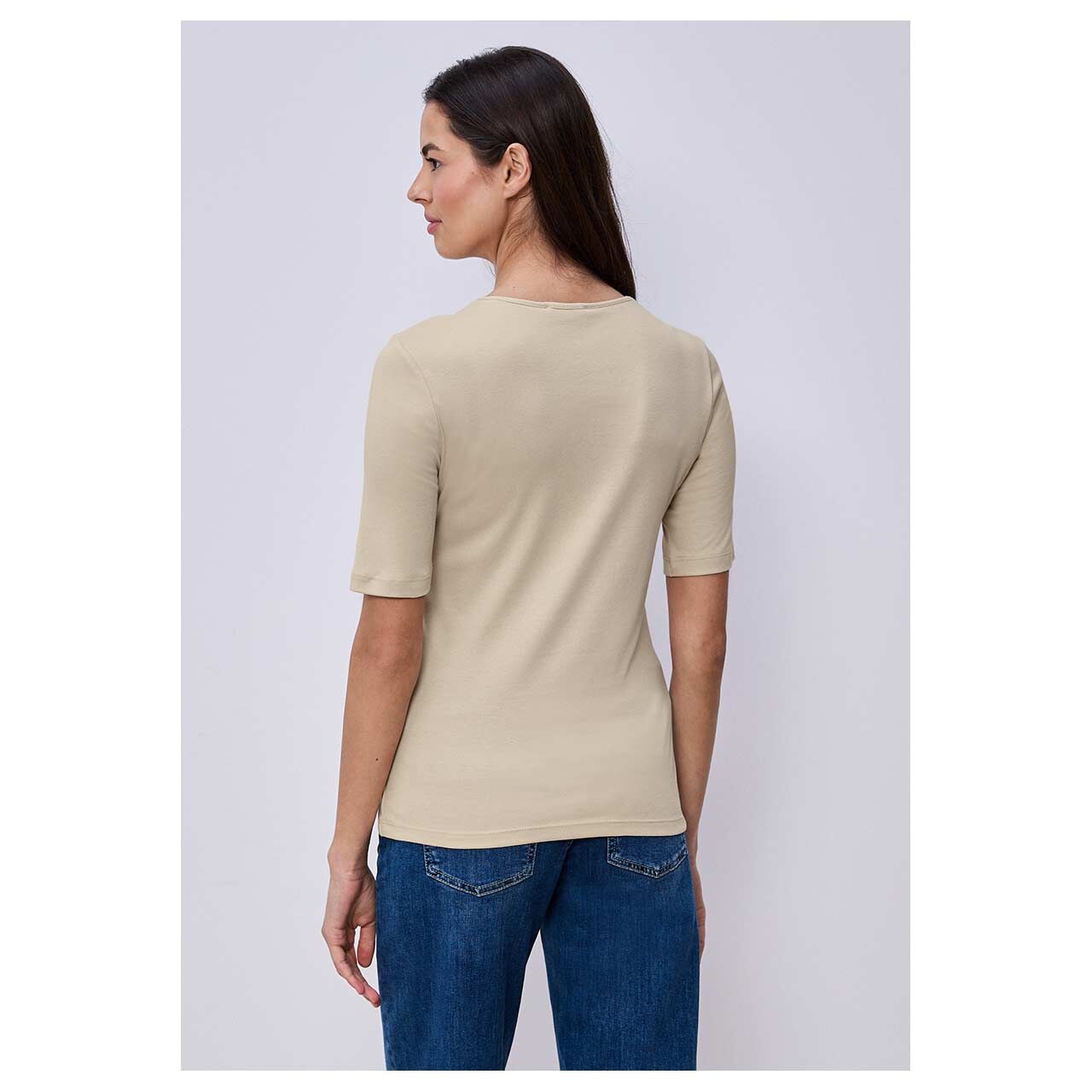 Damen T-Shirt Palmira von Street One in Beige, Rückansicht am Model