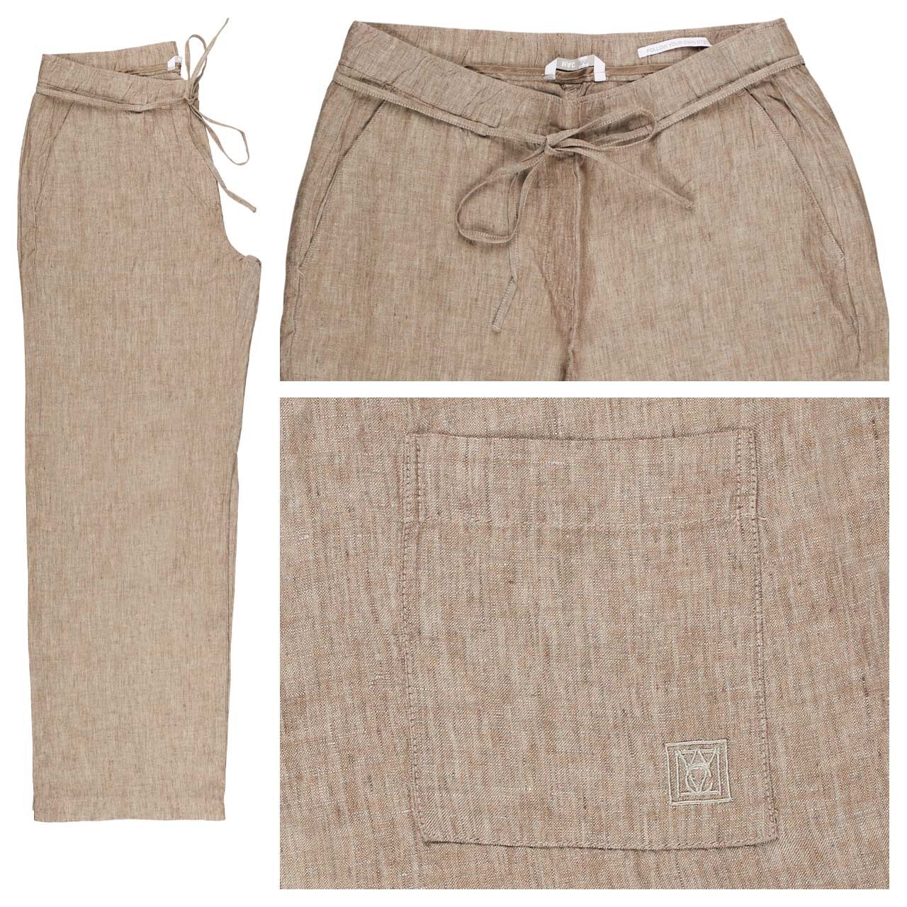 MAC Chiara Belt Leinenhose sanddrift melange