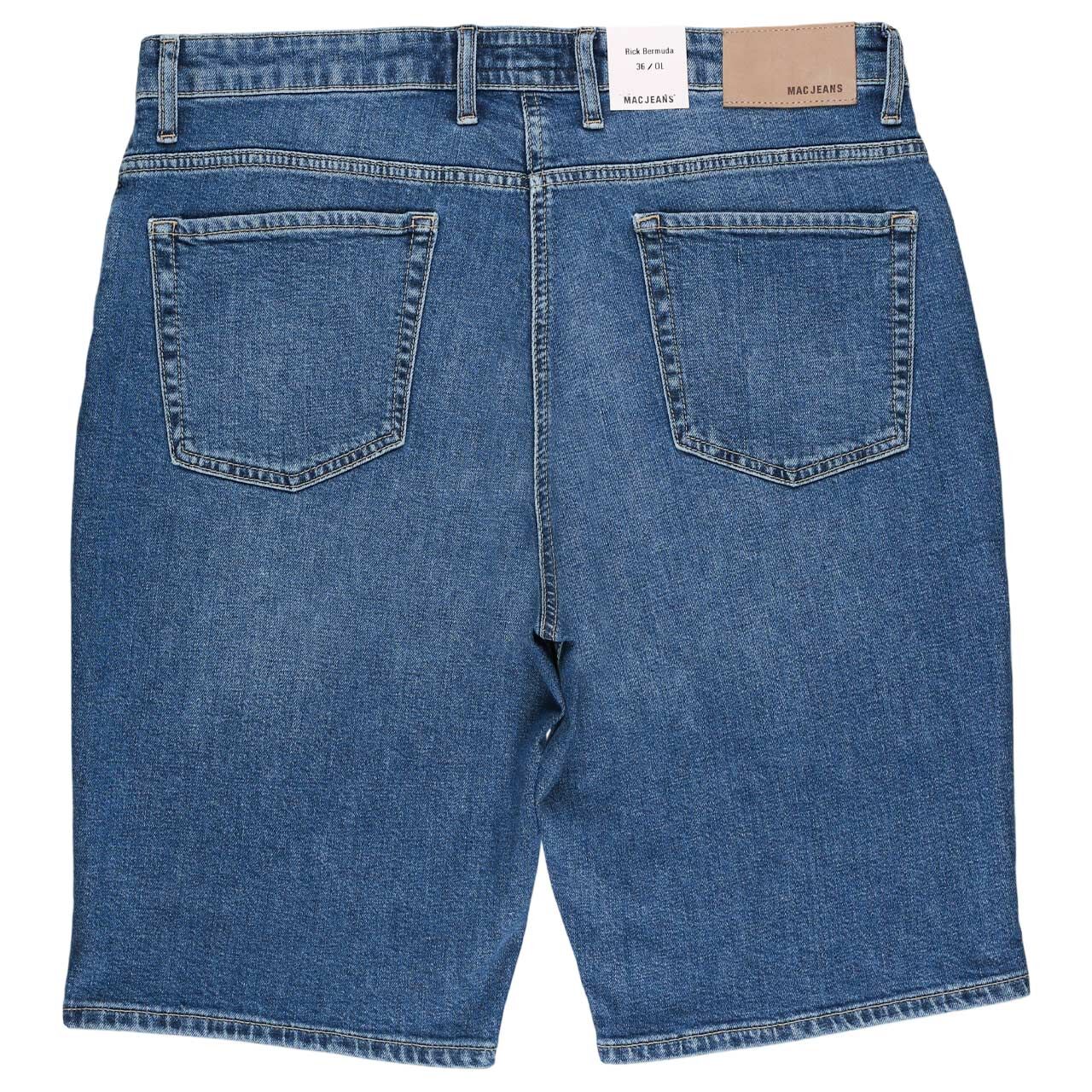 Herren Jeans Bermuda Rick von MAC in Blau angewaschen, Rückansicht
