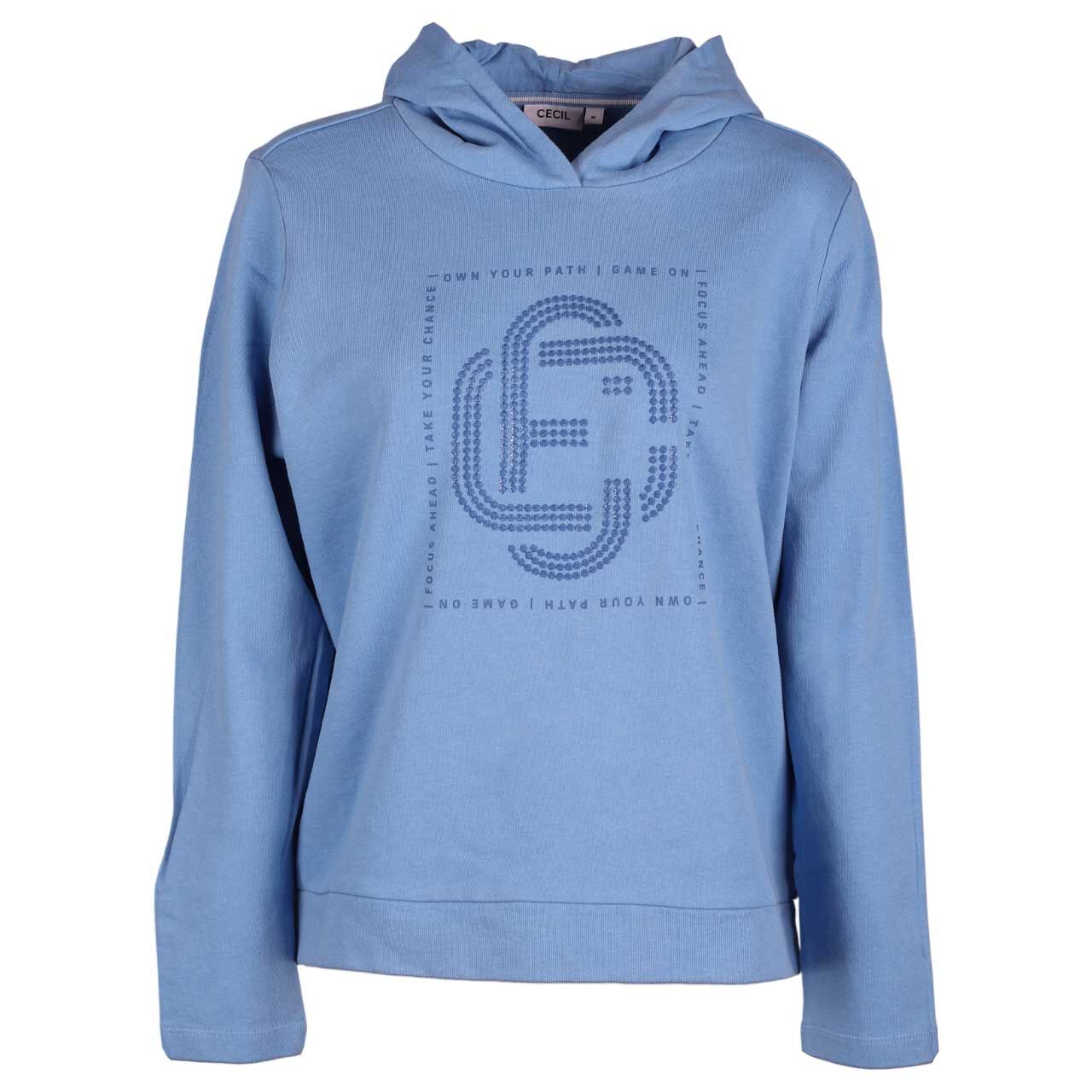 Cecil Damen Hoodie Sweatshirt Stitched Sequins fountain blue
