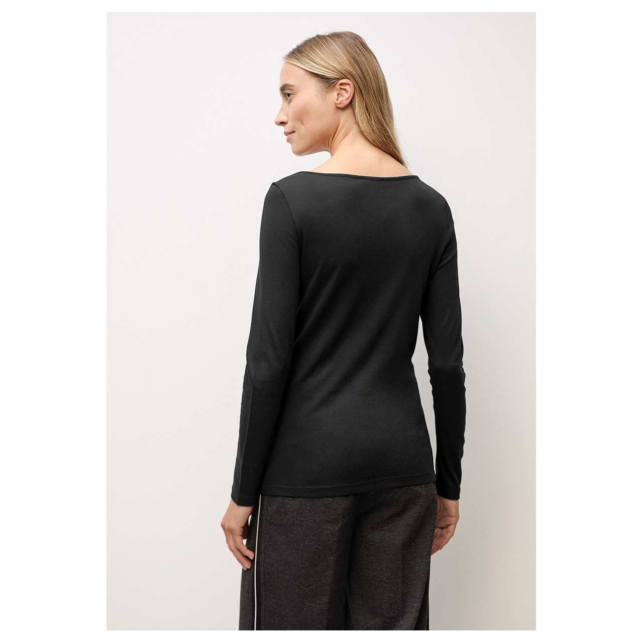 Damen Langarm Shirt Lanea von Street One in Schwarz, Rückansicht am Model