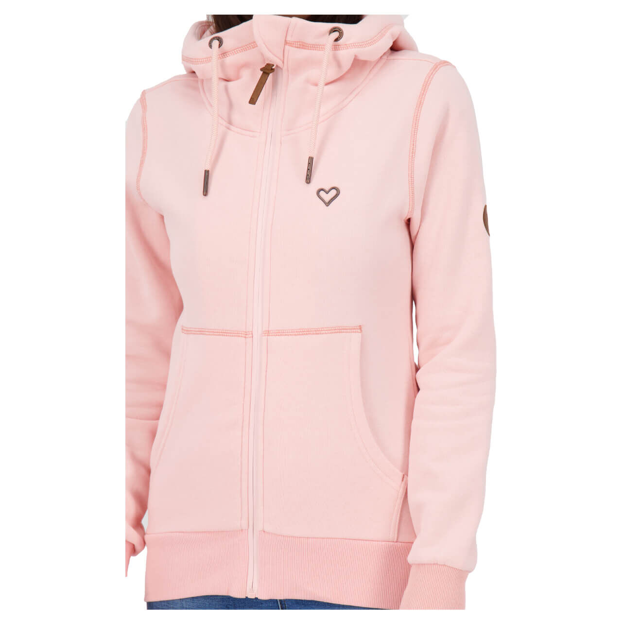 alife-and-kickin-yasmin-candy-4100-ansicht-detail-vorne Alife and Kickin Yasmin A Hoodie Sweatjacke für Damen in Rosa, FarbNr.: 4100