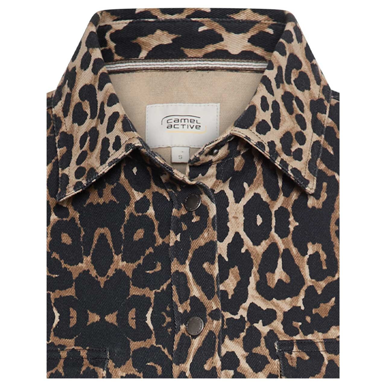 Damen Hemdjacke von Camel active in Hellbraun mit Print, Detailansicht vorne