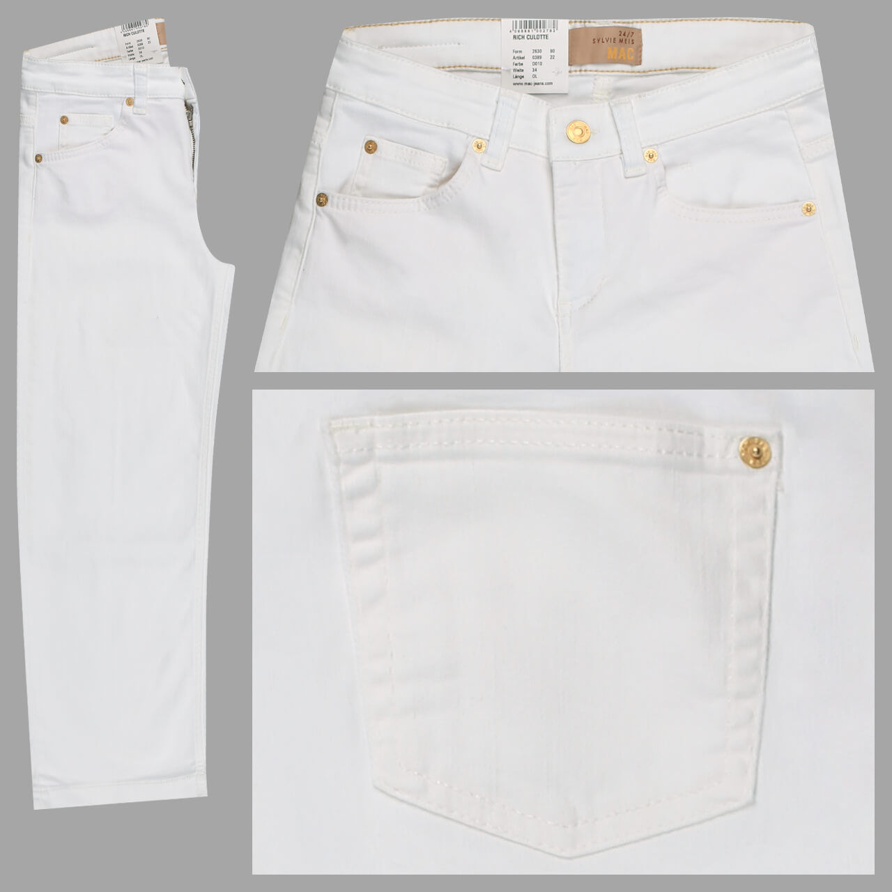 MAC Jeans Rich Culotte 3/4 für Damen in Weiß, FarbNr.: D010