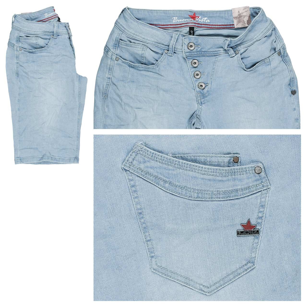Buena Vista Malibu-Short Stretch Denim Jeans light stone blue wash