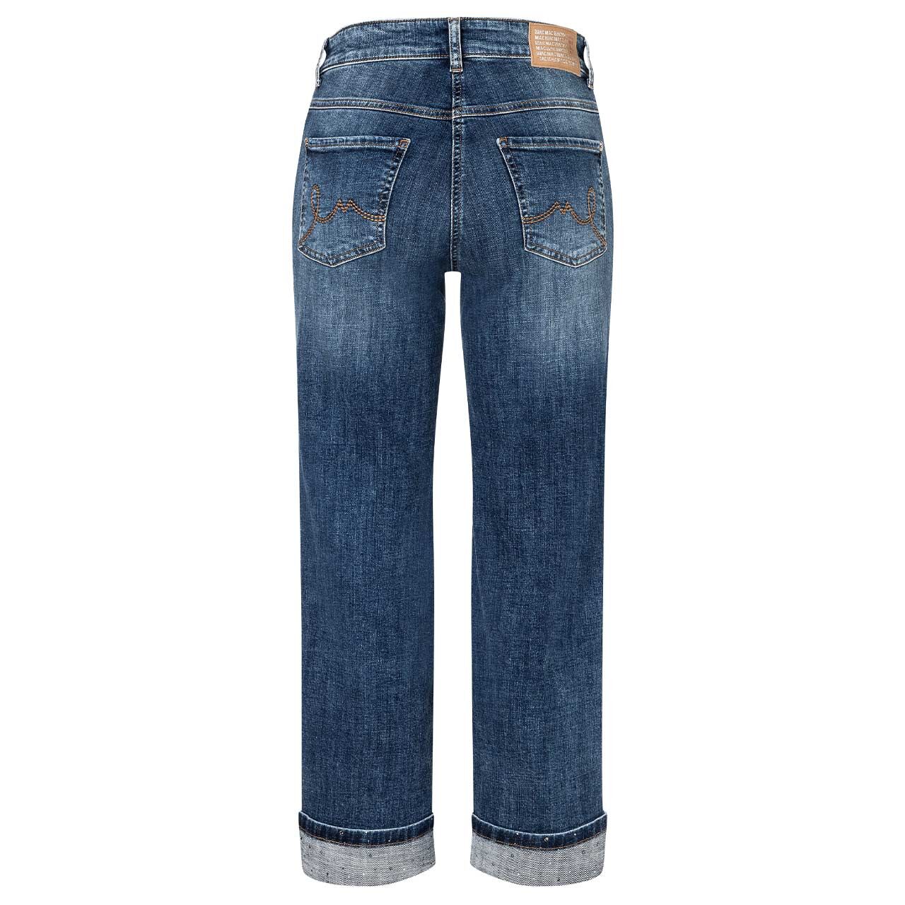Stretch Damen 7/8 Jeans Laura von MAC in Blau angewaschen, Rückansicht