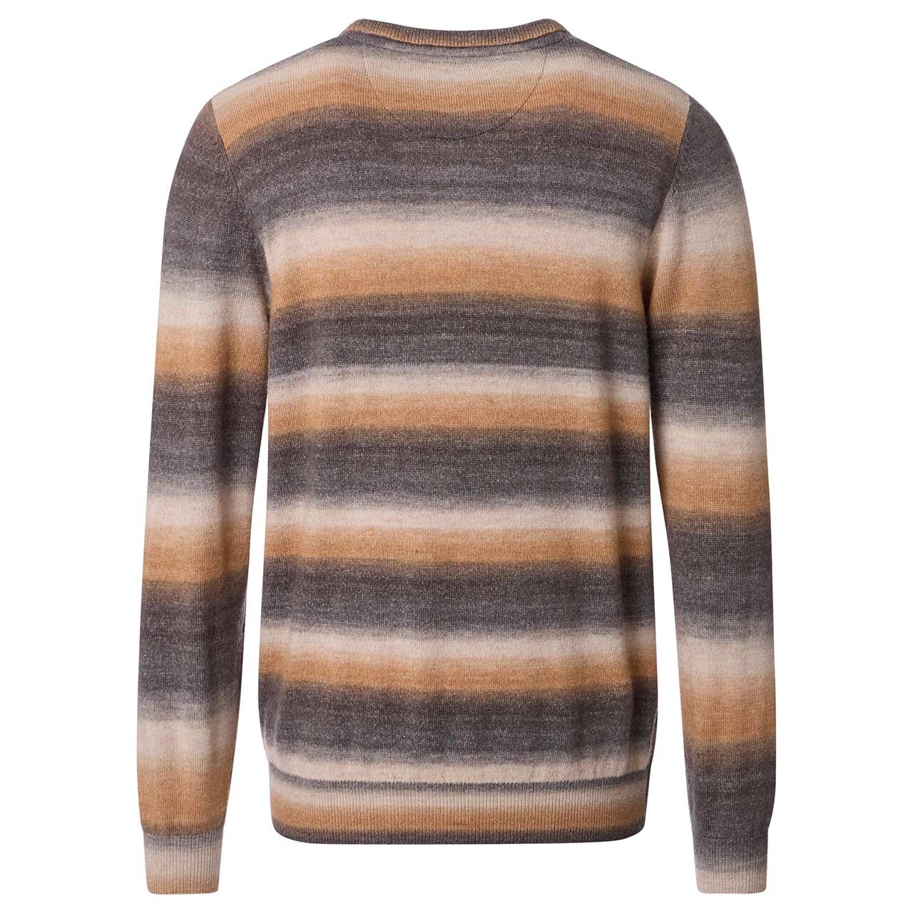 Herren Pullover von Casa Moda in Grau-Braun gestreift, Rückansicht